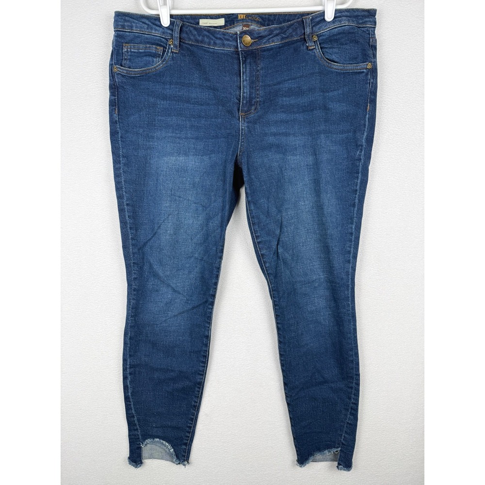 Kut from the Kloth Connie Ankle Skinny Jeans Womens 16W Blue Frayed Step Hem